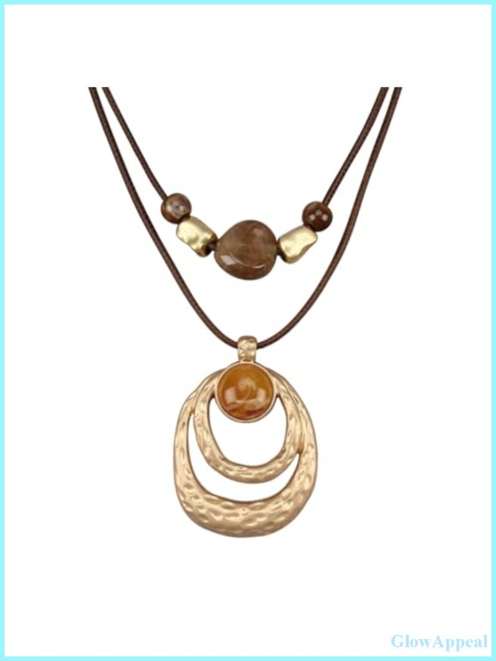 Boho Chunky Circle Pendant Necklace Leather Cord Choker Oversized